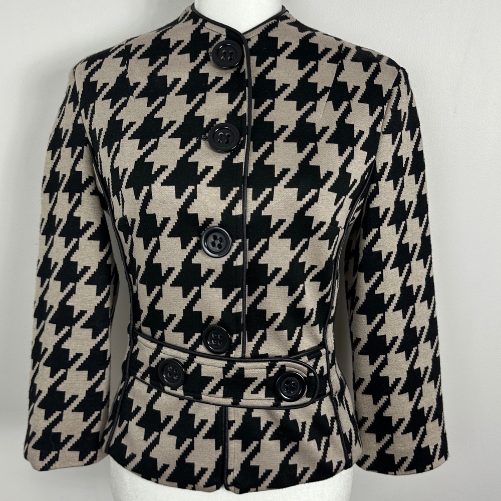 Joseph Ribkoff Canada Jacket Womens Size 4 Brown Black Button Front Belted 82480